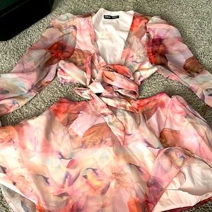Pink floral romper